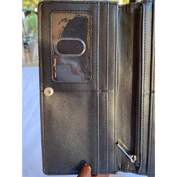 Safe Keeper Folding Wallet RFID Block black leather snap multi pocket slots EUC - Picture 3 of 9